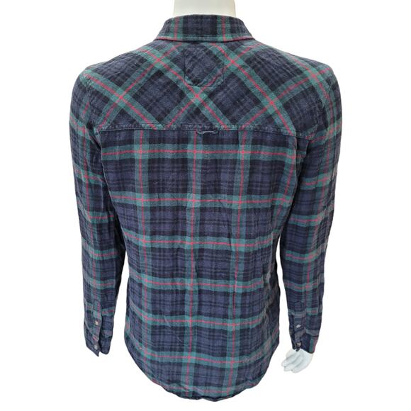 Abercrombie & Fitch Womens Green Blue Plaid Flannel Shirt M Cotton Viscose Blend - Picture 4 of 9
